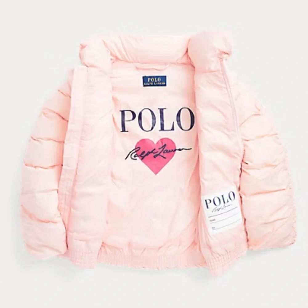 Polo Ralph Lauren Girls Pink Ruffled Adjustable Puffer Jacket & Vest - Size 6